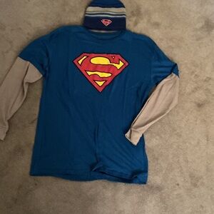 DC Comics Blue Superman Shirt and Beanie Set